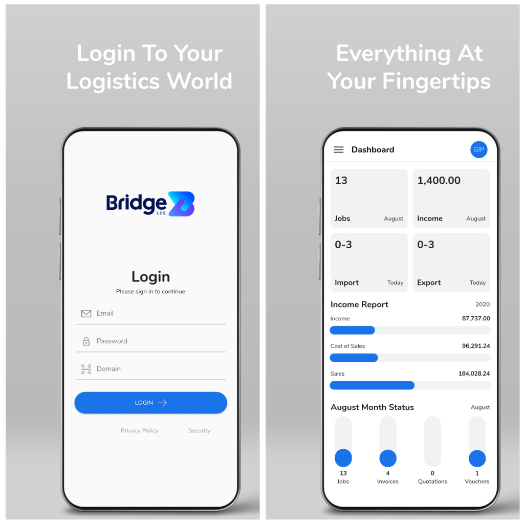 Logistics mobile app features - Login Page