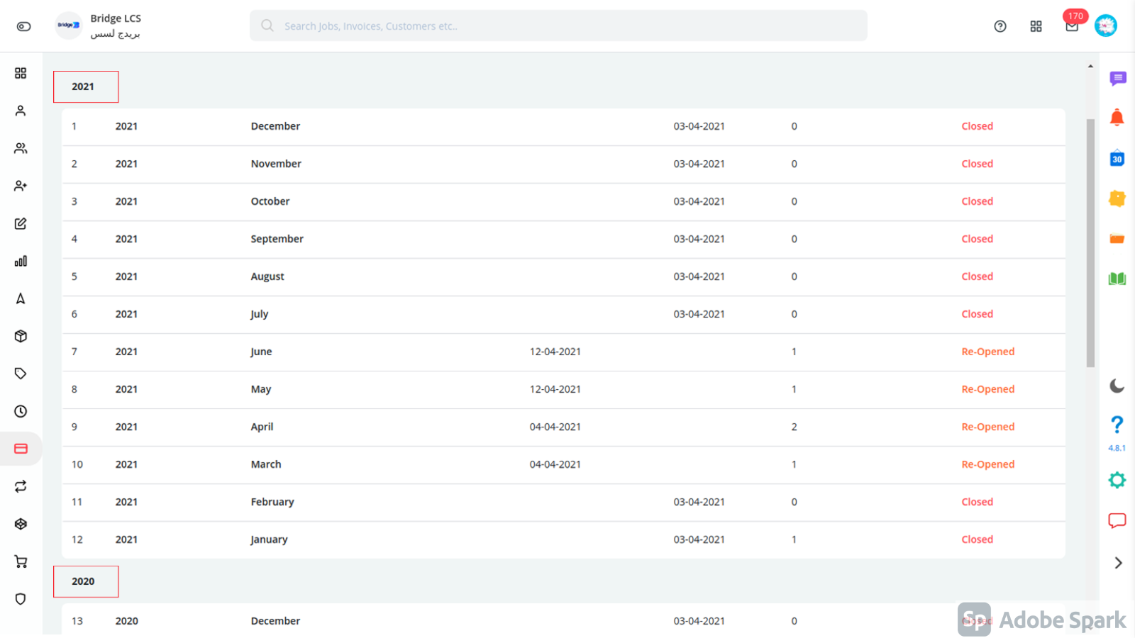 freight forwarding software new version 4.8 Period Closing