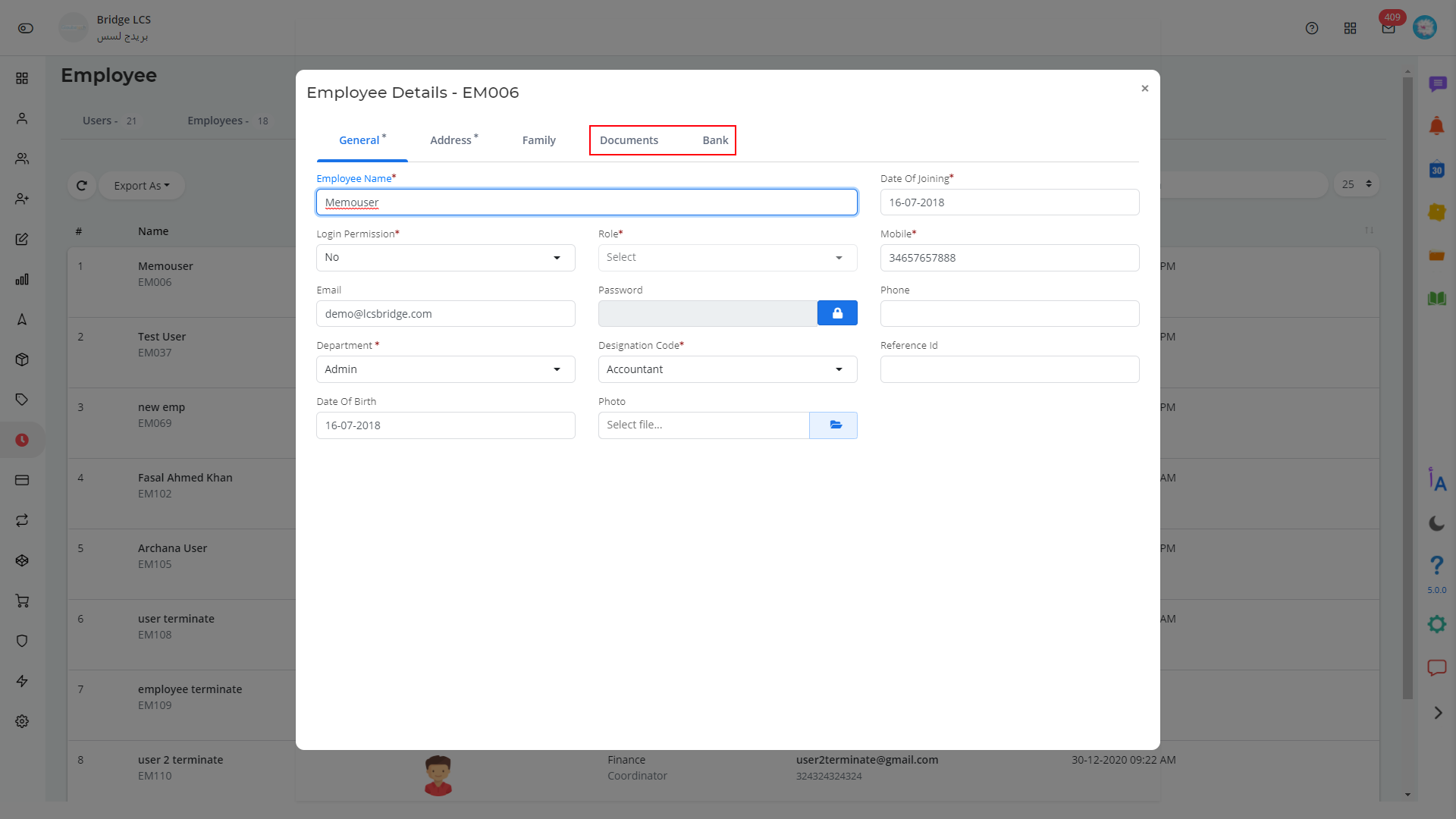 Employee document in cost sheet in freight software