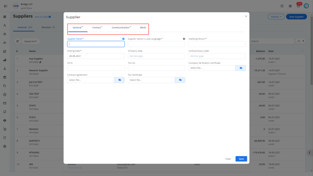 Supplier Creation in a Freight Software