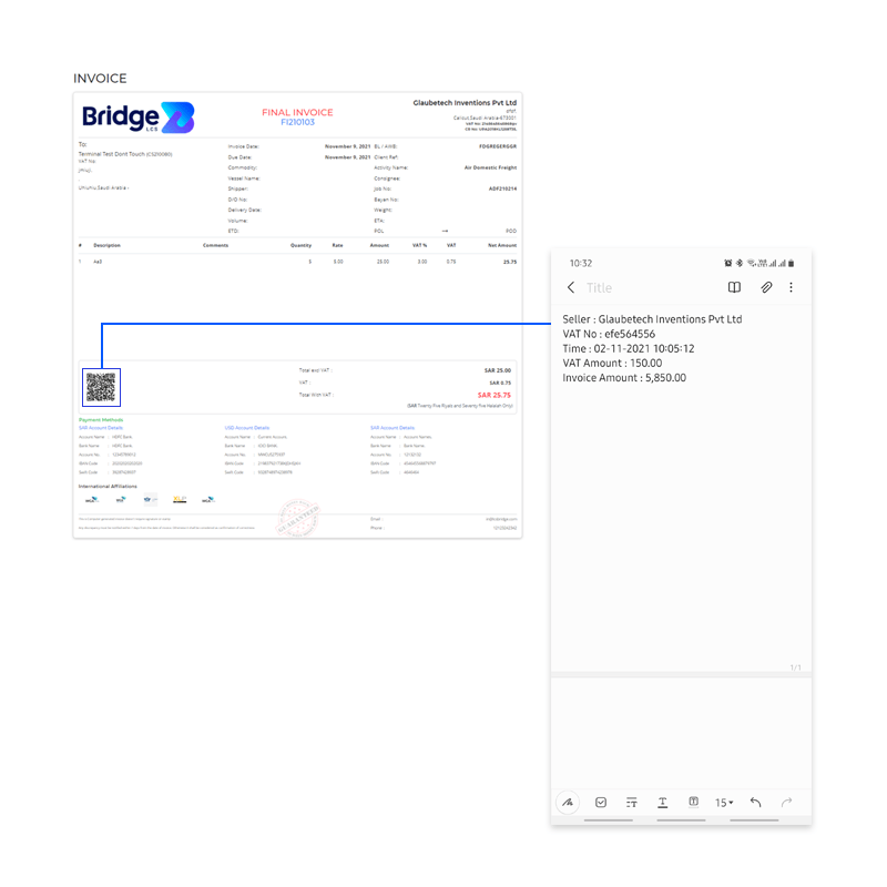 ZATCA e-invoice KSA logistics shipping software