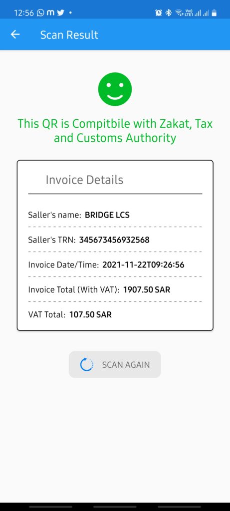 ZATCA e-invoice QR scan
