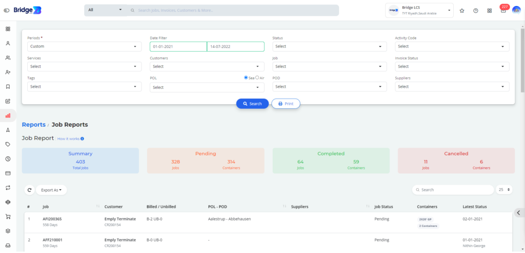 Job Report - Logistics Solution 