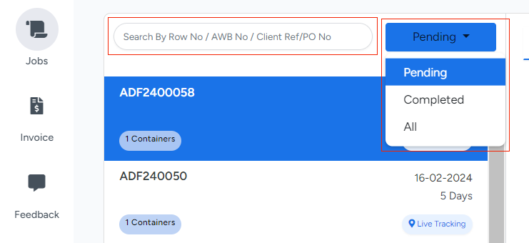 dashboard portal shipment In Bridge LCS Freight Software