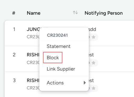 Categories of Customers - How to Blocked Customer In Bridge LCS