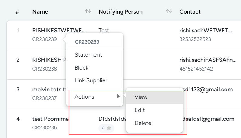 Categories of Customers - Edit And Delete In Bridge LCS