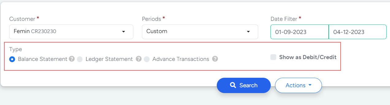 Customer Statement Credit Or Debit In Bridge LCS Ocean Freight Software