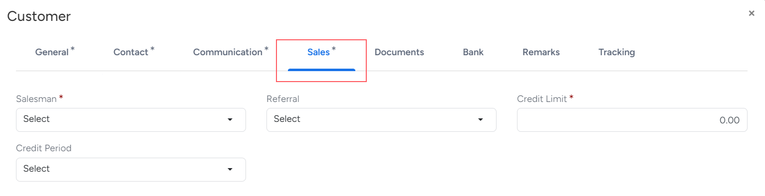 Add Cutomer Sales Details