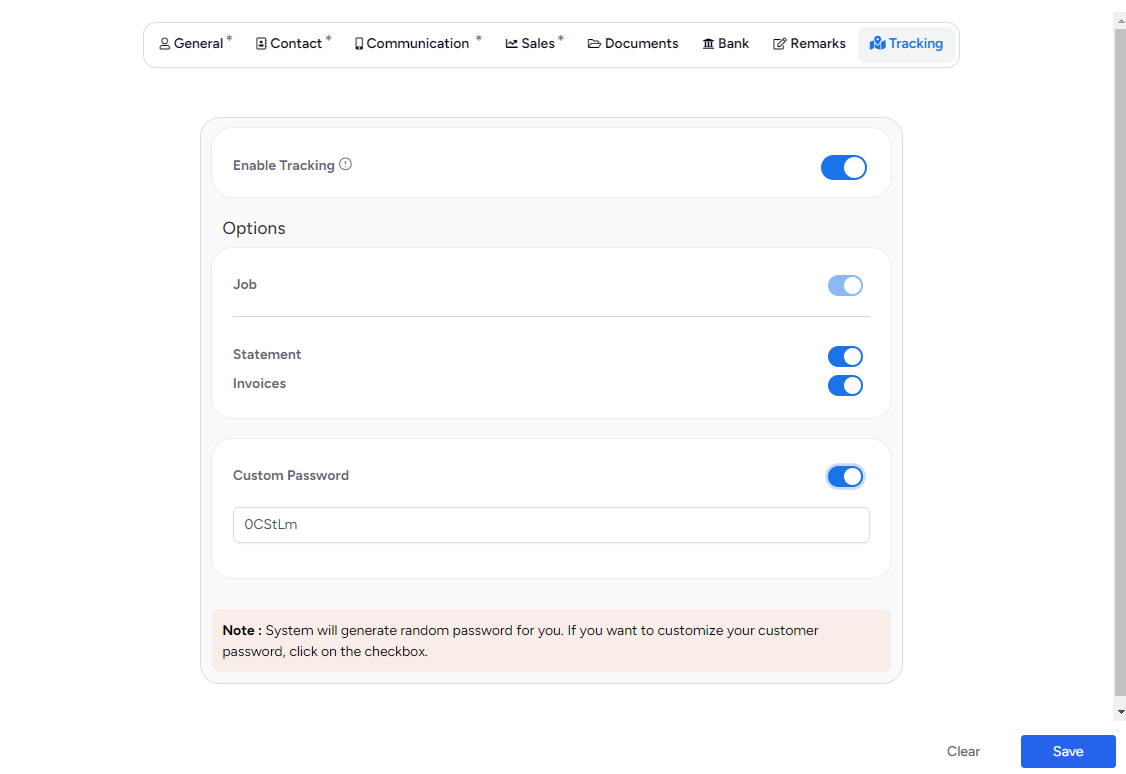 Add Cutomer Tracking Details In Bridge LCS Freight Software