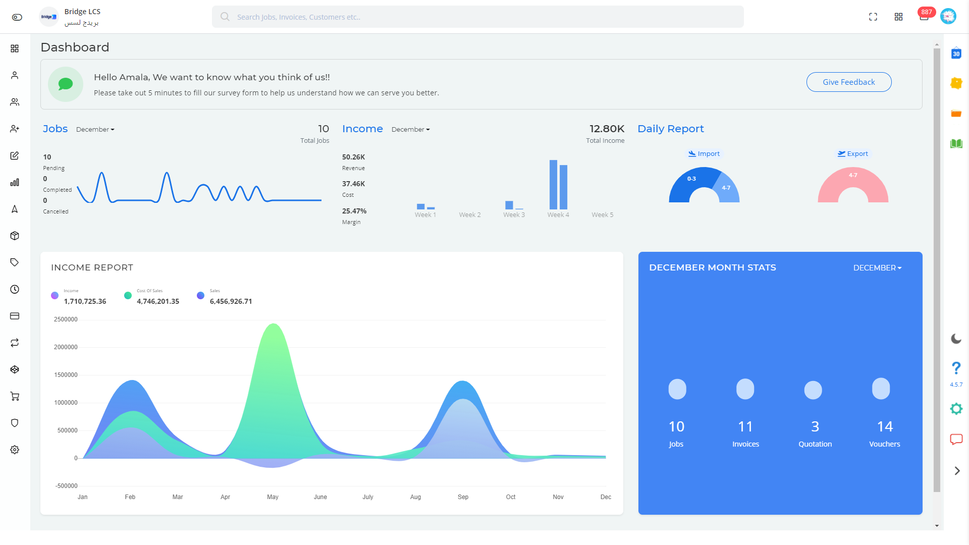 Freight Forwarding Software Dashboard