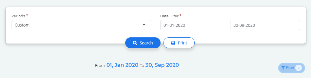 Filter to select the time period