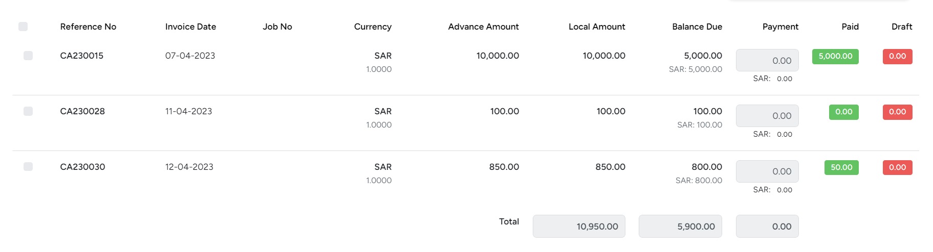 Payment Voucher in Bridge LCS Cargo Airline Software