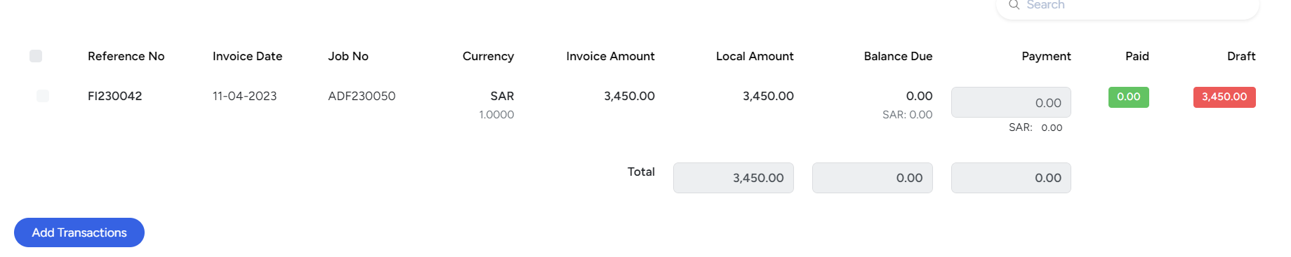 Payment Voucher in Bridge LCS Cargo Airline Software