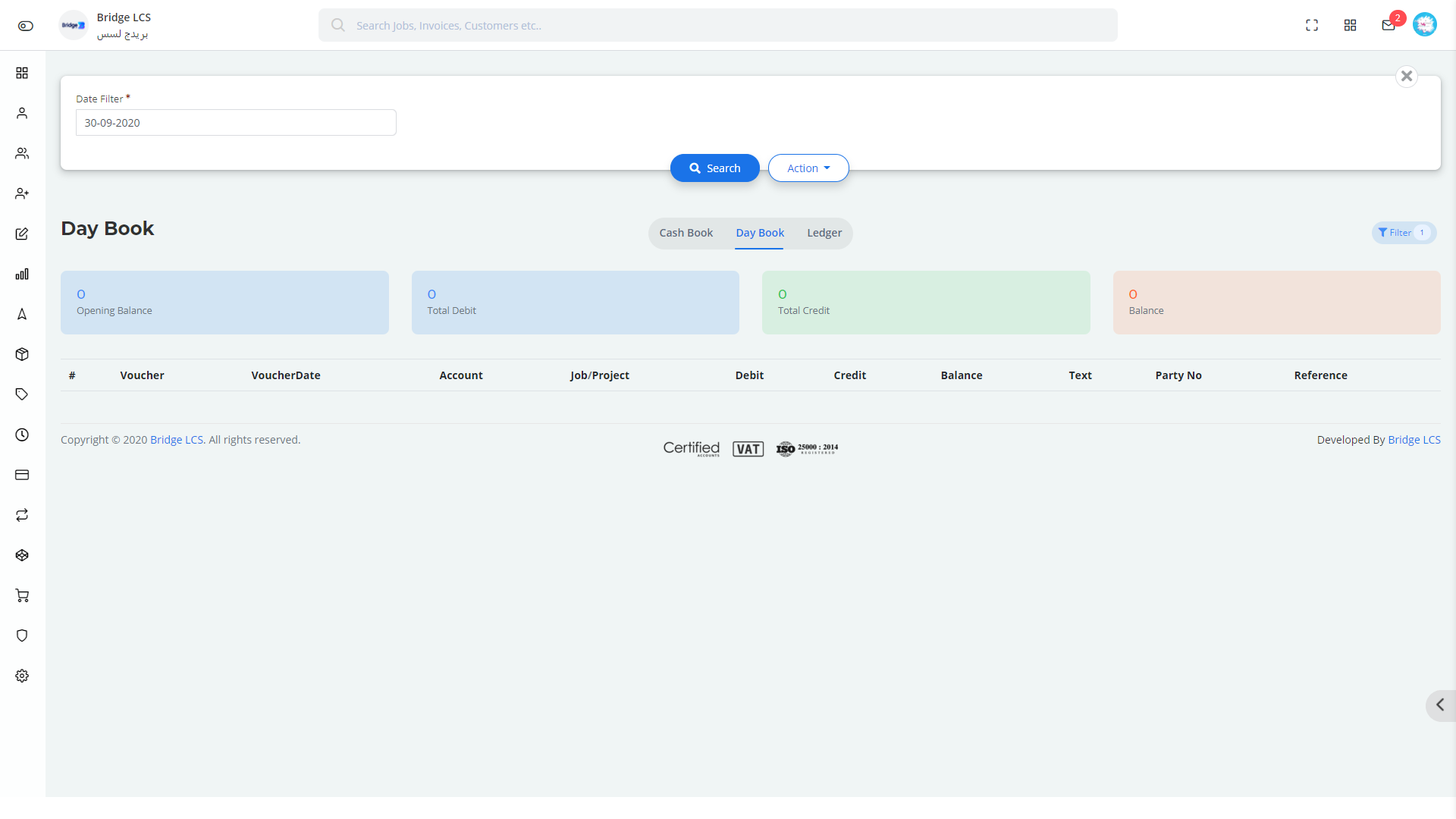 Day Book in Bridge LCS Ocean Freight Software