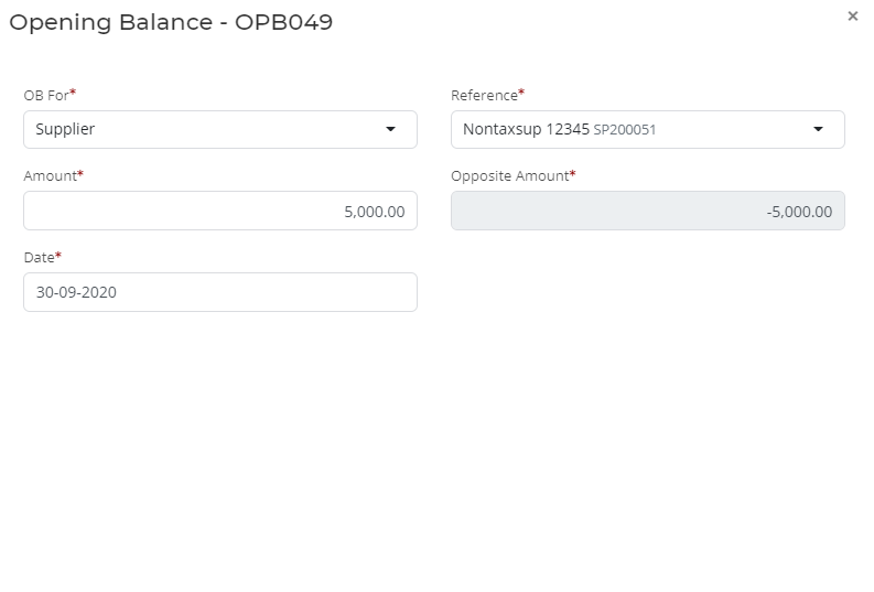 Opening balance detail view in Bridge LCS Cargo Logistics Management Software