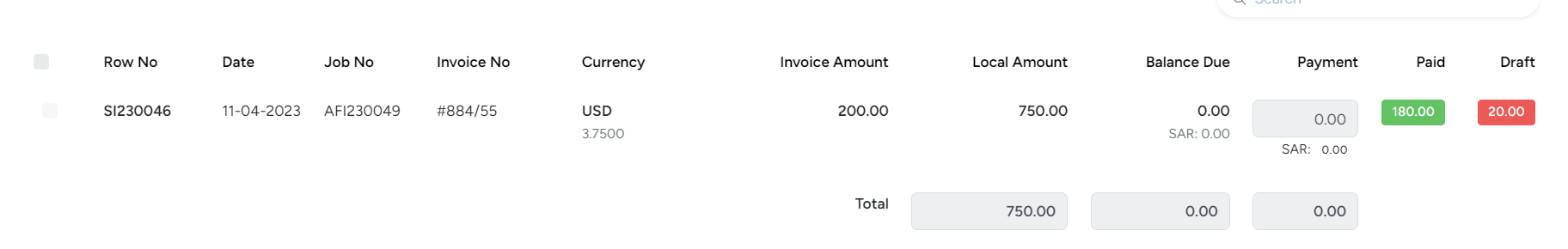 Payment Voucher in Bridge LCS Cargo Airline Software