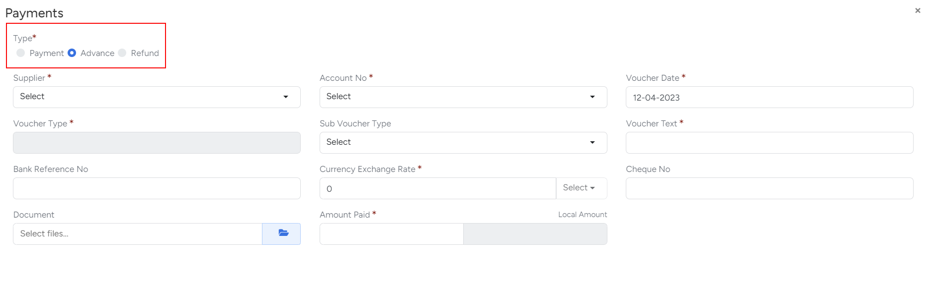 Payment Voucher in Bridge LCS Cargo Airline Software