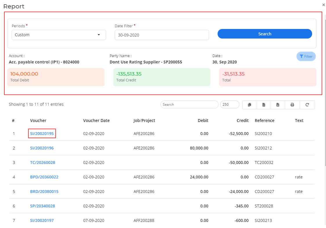 Supplier Balance Report