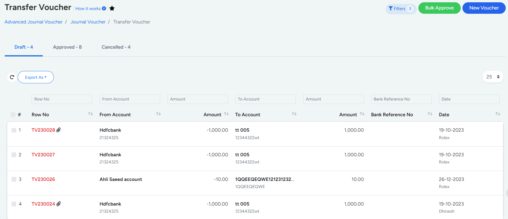 Transfer Voucher in Bridge LCS Clearing And Forwarding Software