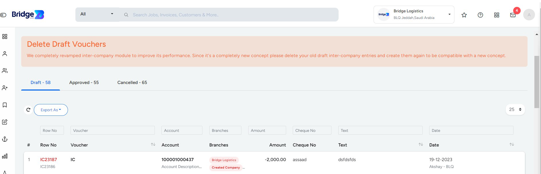 Column Wise Search in Bridge LCS Software