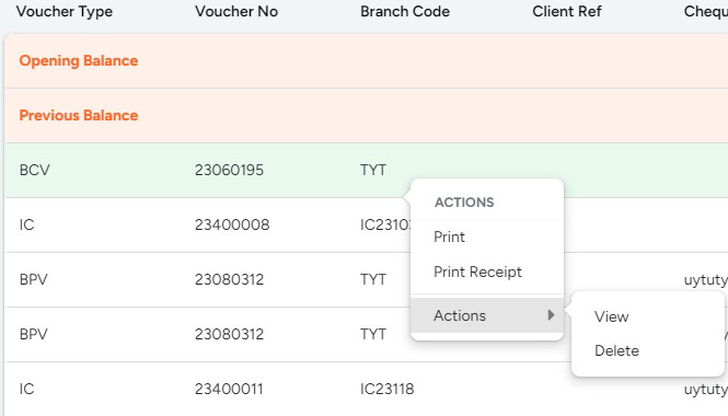 Inter Company Statement Actions Performed