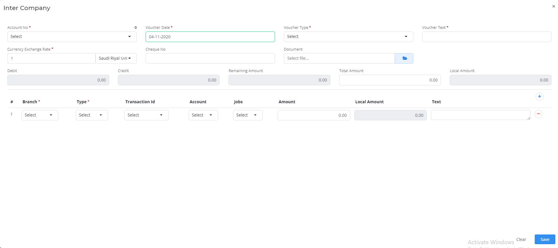 Details add to create new Voucher in Bridge LCS ERP for logistics company