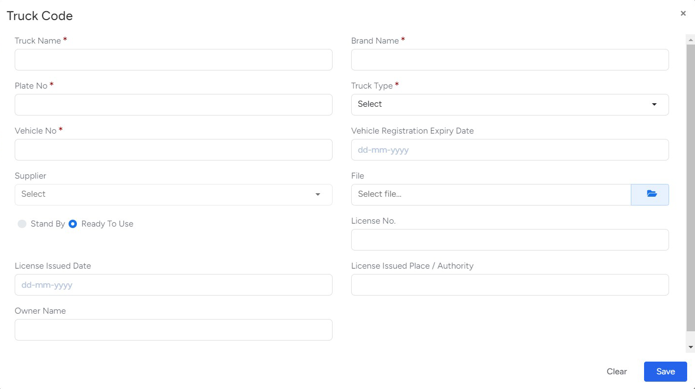 Steps to create Truck Code in Bridge LCS Freight Forwarding Software Solutions