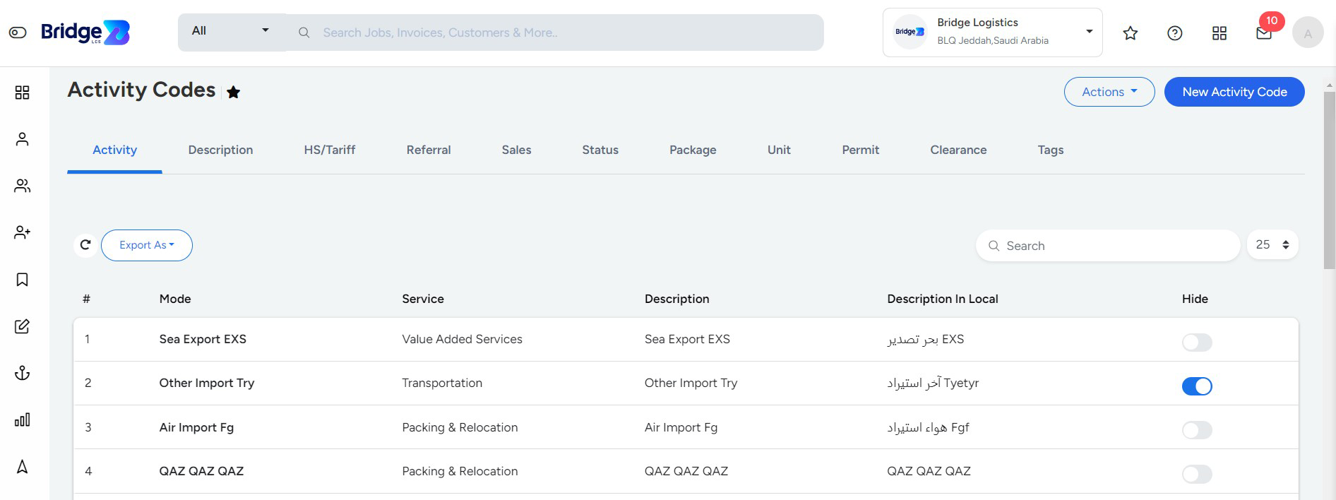 Trucking Logistics Software Masters Operational Activity Codes