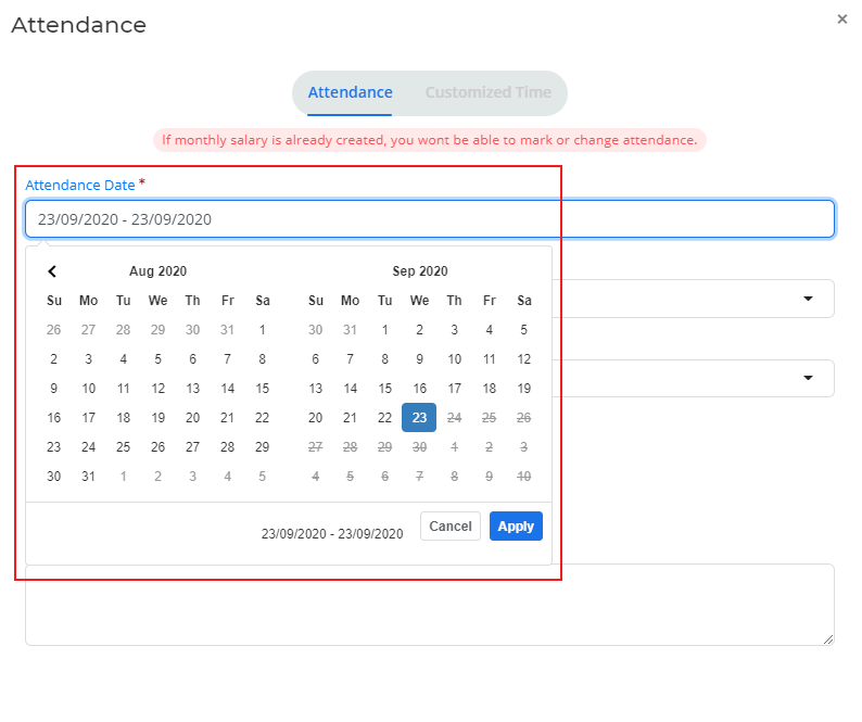 Payroll Attendance Date