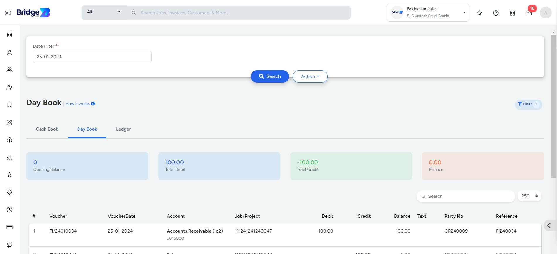 Banking Balance Page In Bridge LCS Cargo Management System Software