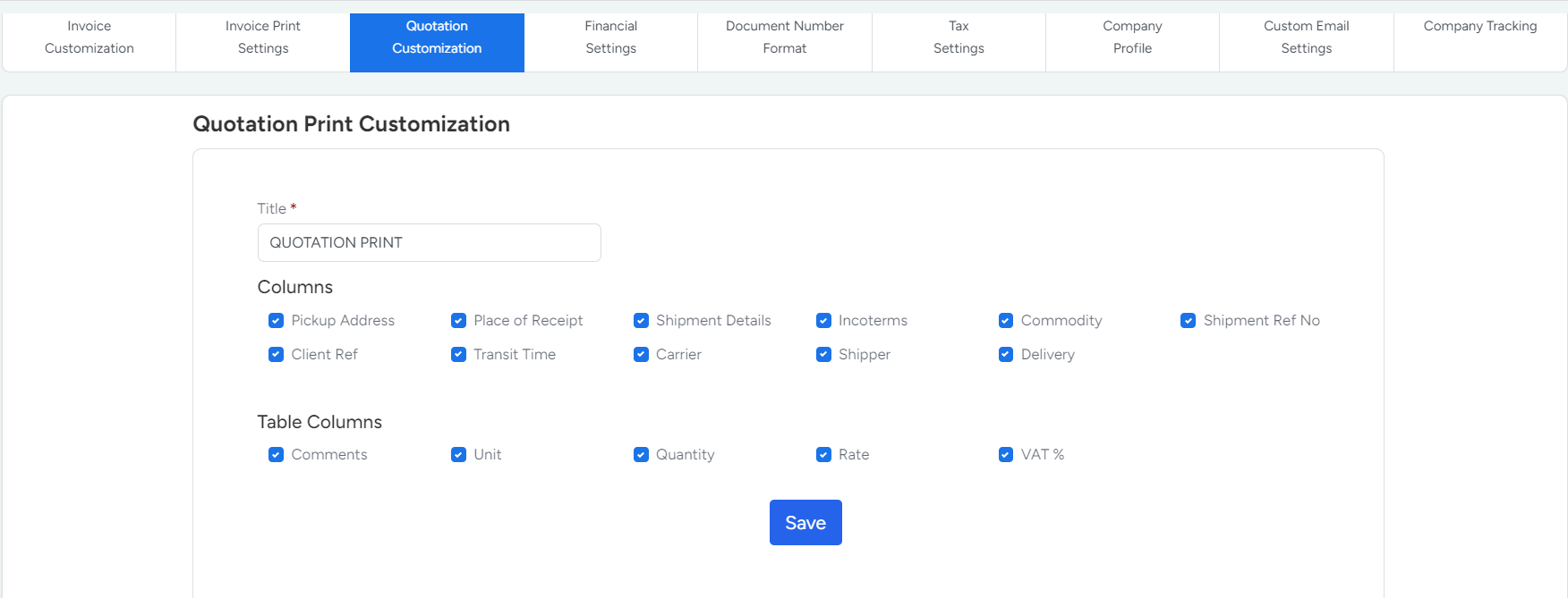 Quotation Customization in Bridge LCS Cargo Management System Software