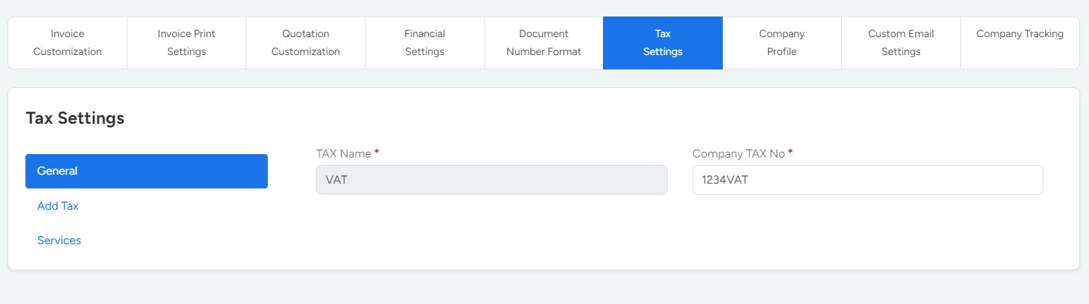 General Tax Settings in Bridge LCS Transport Logistics Software