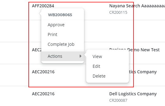 Actions Performed Applicable On Both Import And Export Sections