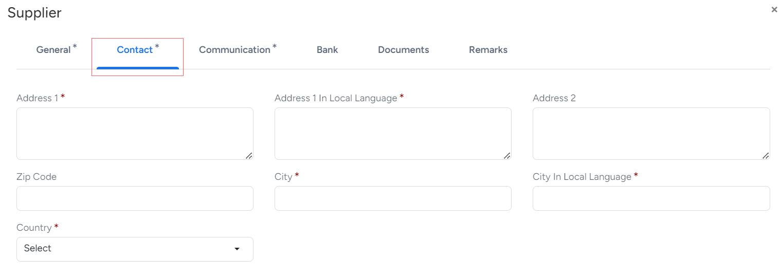 Bridge LCS Logistics Software Supplier Address Form