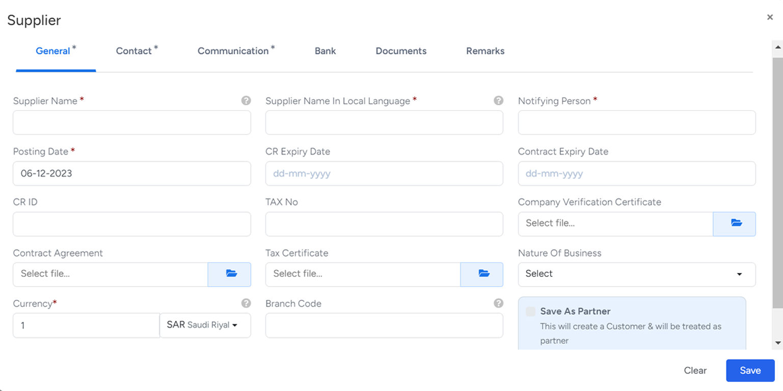 Bridge LCS Software Supplier Form