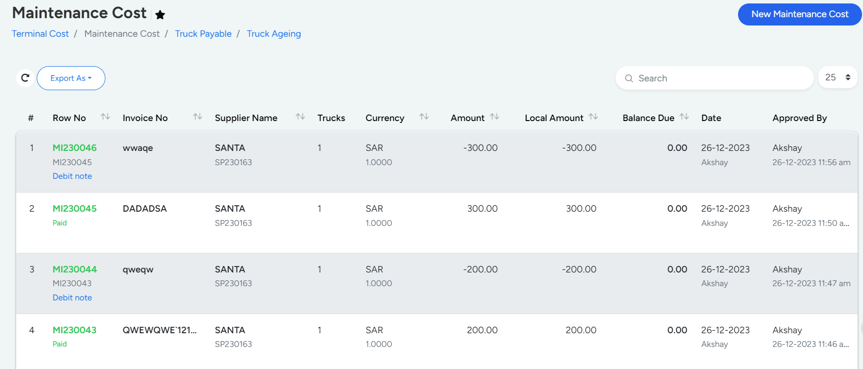 How To Create New Maintenance Cost