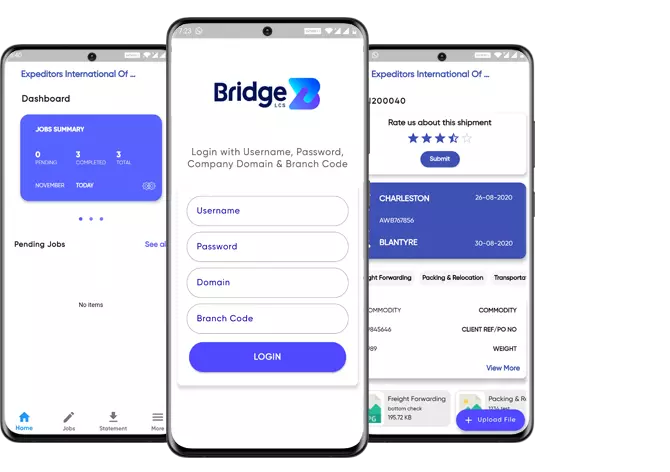 Bridge Portal logistics mobile app login page